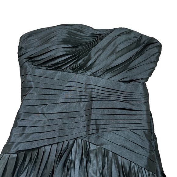 NWT HALSTON HERITAGE STRAPLESS IRIDESCENT TAFFETA PLEATED FOREST GREEN SIZE 2 - Picture 4 of 11